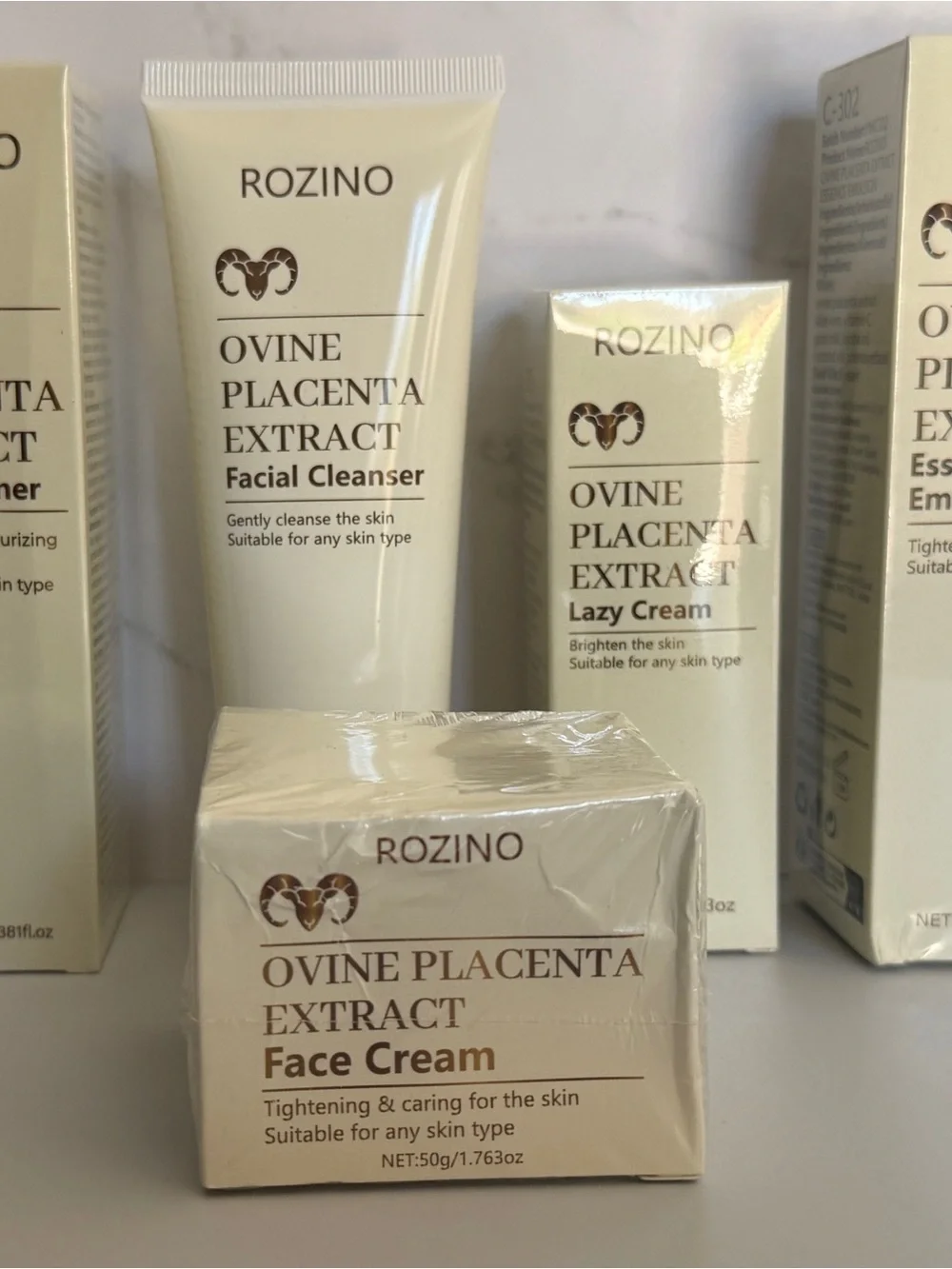 NEW Rozino Ovine Placenta Extract 5-Piece Set Toner Clnsr Cream Emulsion
